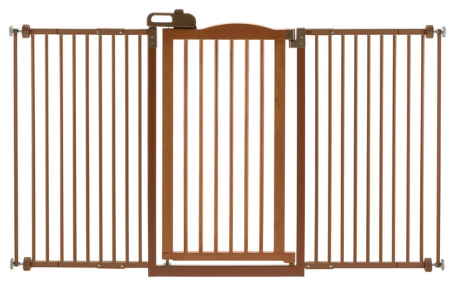 Richell One-Touch Tall And Wide Pressure Pet Gate Ii, Brown, 32", 62.8"X2"X38.4"