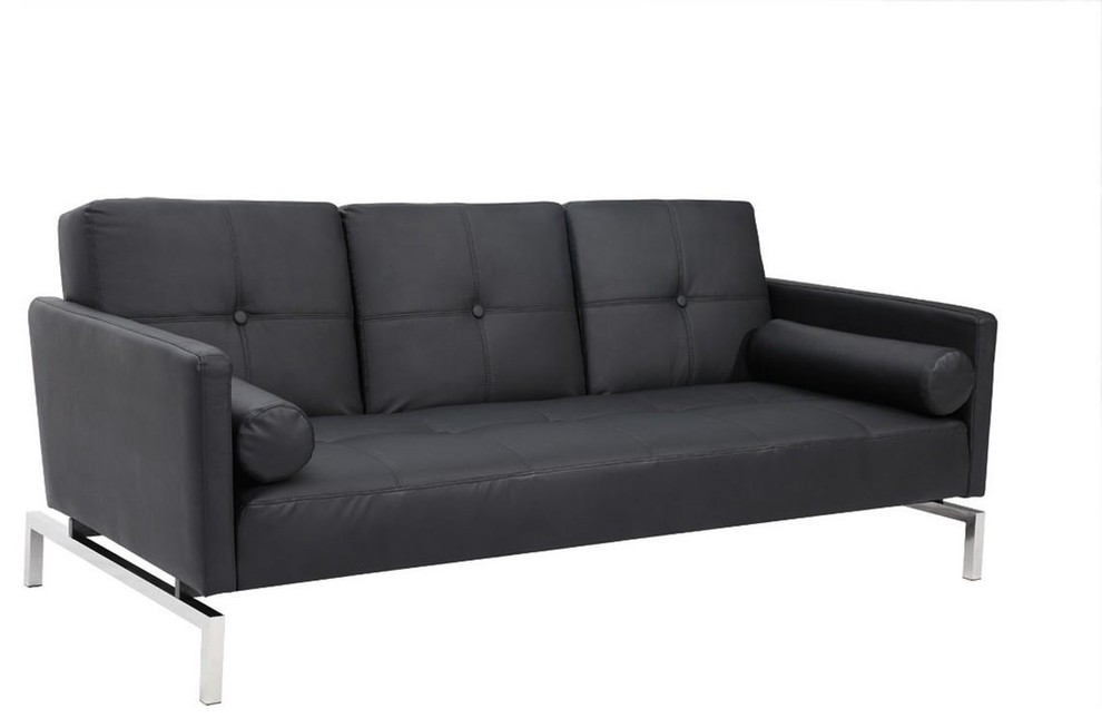 3038 Black Bonded Leather Sofa Bed