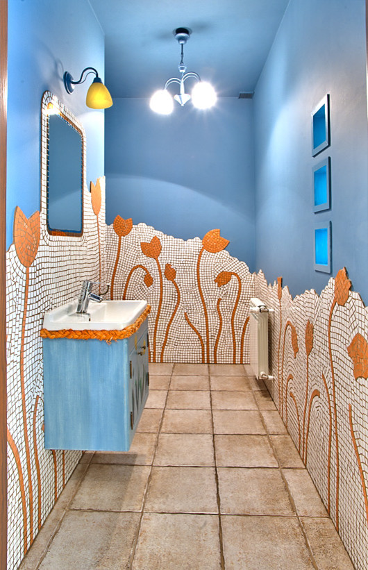 Photo of a contemporary powder room in West Midlands.