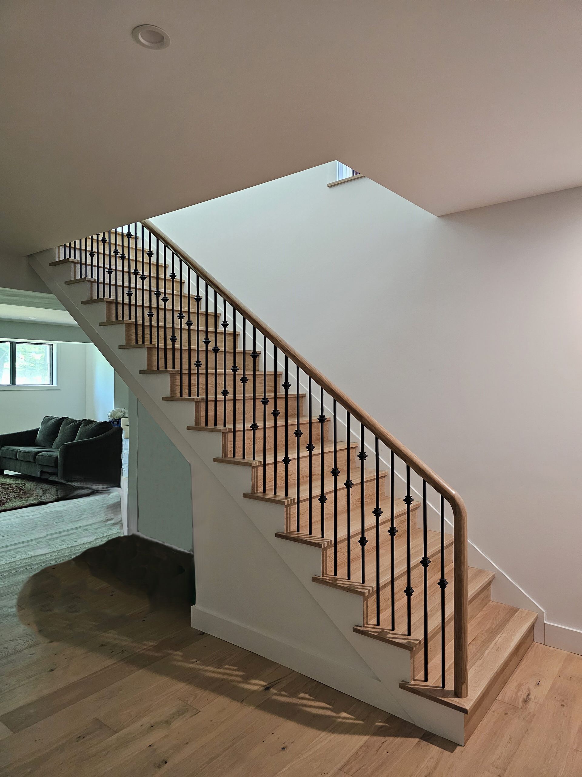 120_Luxurious White Oak Stair with Iron Balusters, Great Falls, 22066