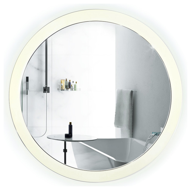 Sol Round Led Lighted Wall Mount Vanity Mirror With Defogger Modern Bathroom Mirrors By Krugg Reflections Houzz - Light Up Wall Mirror Bathroom