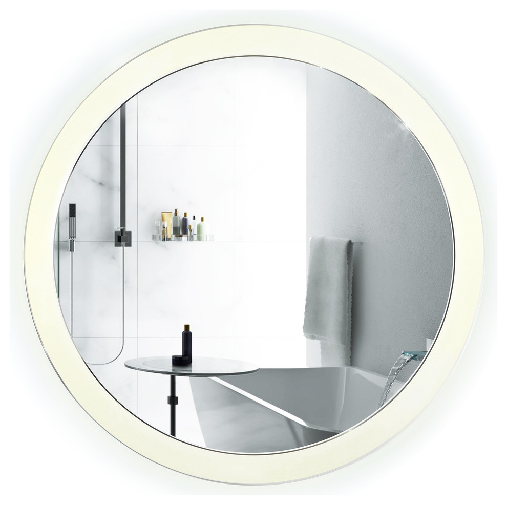 Sol Round Led Lighted Wall Mount Vanity Mirror With Defogger 22