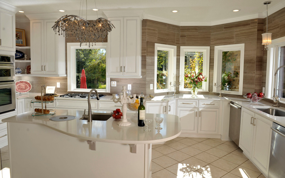 Example of a transitional kitchen design in Miami