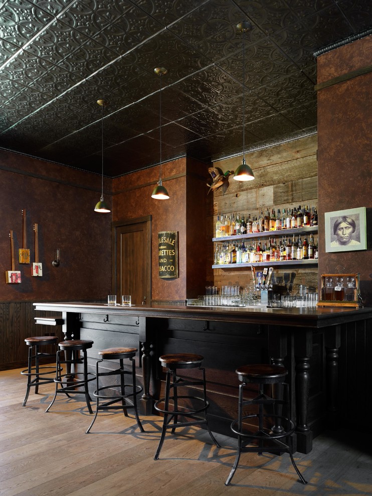 This is an example of an arts and crafts home bar in San Francisco.