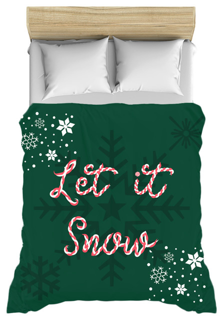 Let It Snow Green Duvet Cover Contemporary Duvet Covers And