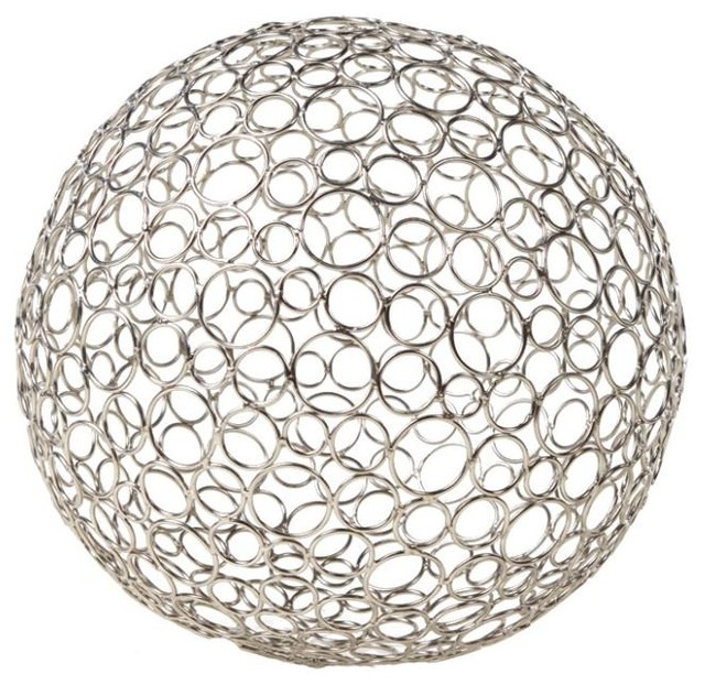 Gold Leaf Design Metal Circle Wire Ball Silver S 4 Contemporary