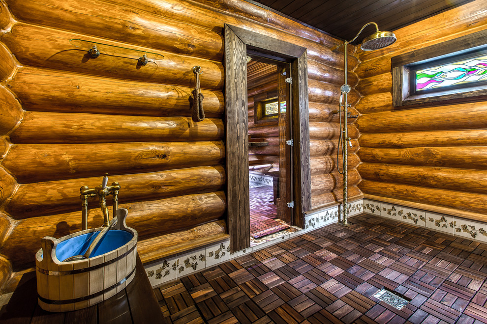 Design ideas for a country bathroom in Other with with a sauna.