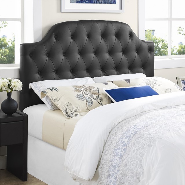 Lyric Black Button Tufted Faux Leather Full/ Queen Headboard