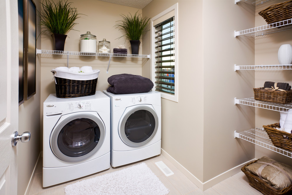 This is an example of a modern laundry room in Calgary.