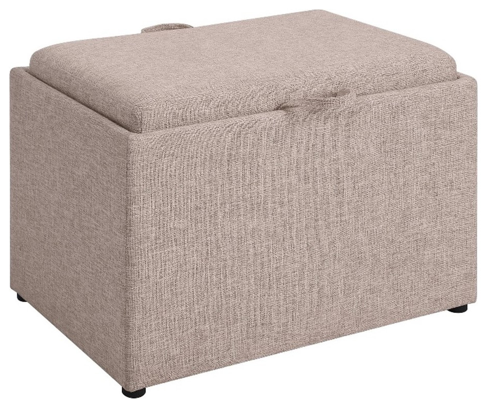 Accent Storage Ottoman with Reversible Tray in Beige
