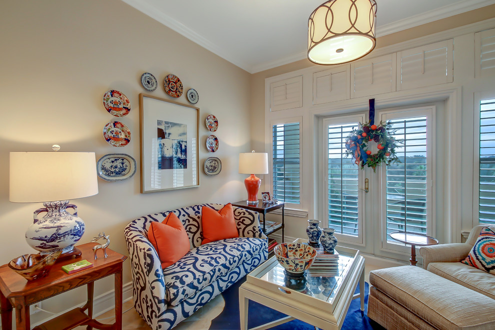 Photo of a beach style family room in Jacksonville.