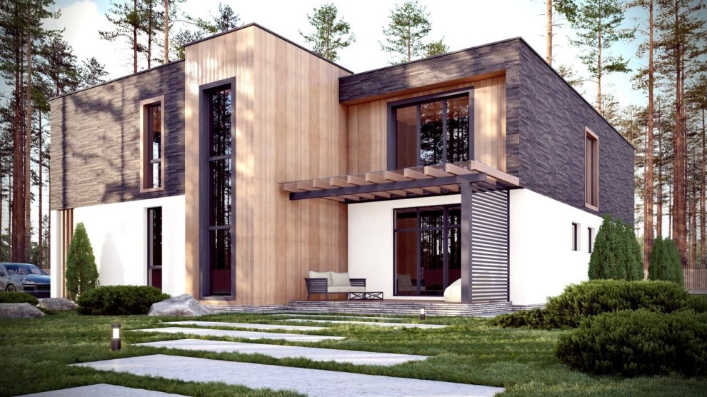 Проект двухэтажного дома в стиле Хайтек 380 кв.м