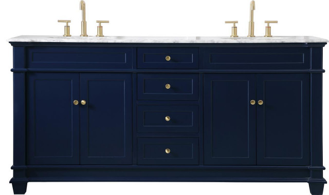 Transitional Blue Double Bathroom Vanity, Double - Transitional ...