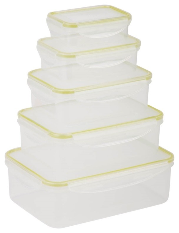 Honey Can Do Plastic Snap-Tab Food Storage Container 5-Piece Set