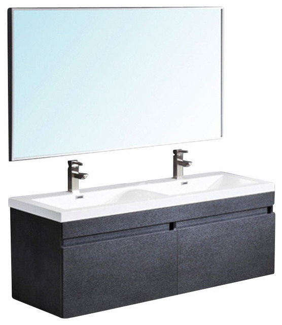Fresca Largo Black Modern Bathroom Vanity With Wavy Double Sinks