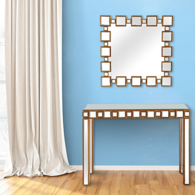 Square Reflective Mirror and Console Table - Contemporary - Console ...
