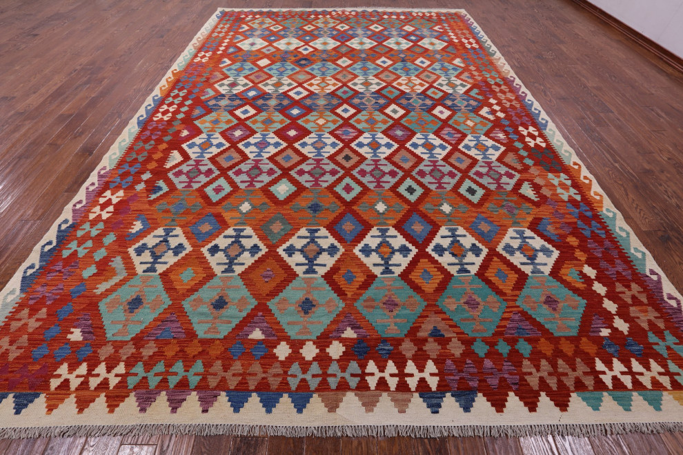 Kilim Flat Weave Wool On Wool Reversible Rug 10' 5" X 15' 4" Q12540