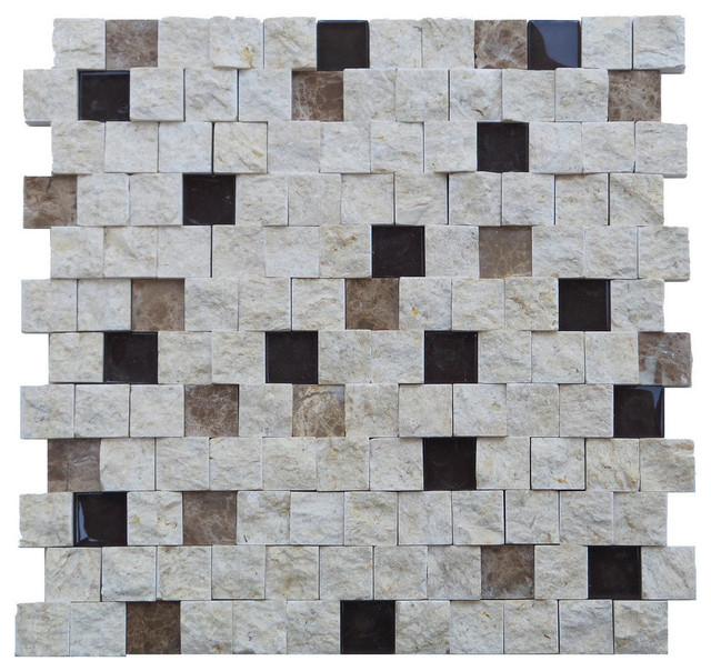 11 5 X11 Avenue Grid Split Stone Tiles Set Of Contemporary 11 5 X11 Avenue Grid Split Stone Tiles Set Of Contemporary Wall And Floor Tile By Mulia Inc