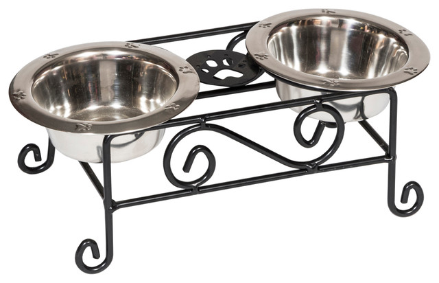 wrought iron dog bowl stand