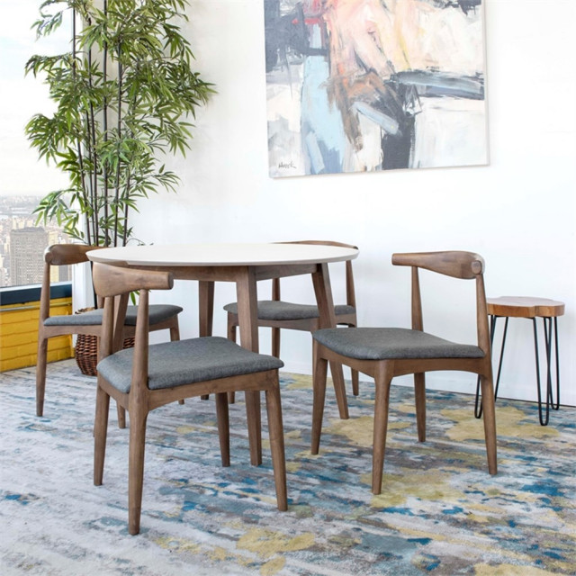 Evette Modern Solid Wood Walnut Dining Room & Kitchen Table and 4 Chair ...