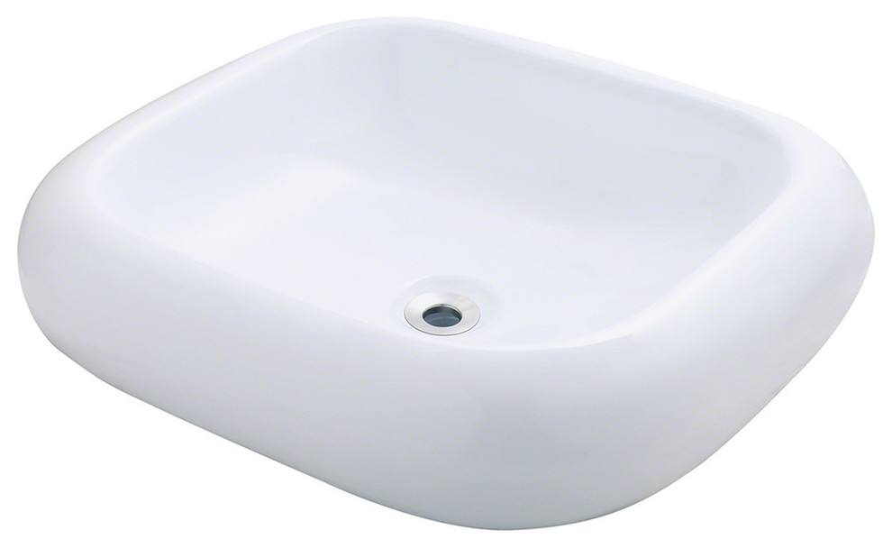 MR Direct v110 Porcelain Sink, White, Chrome, Drain
