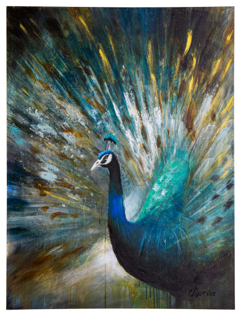 Peacock Prowess Art Painted On Canvas
