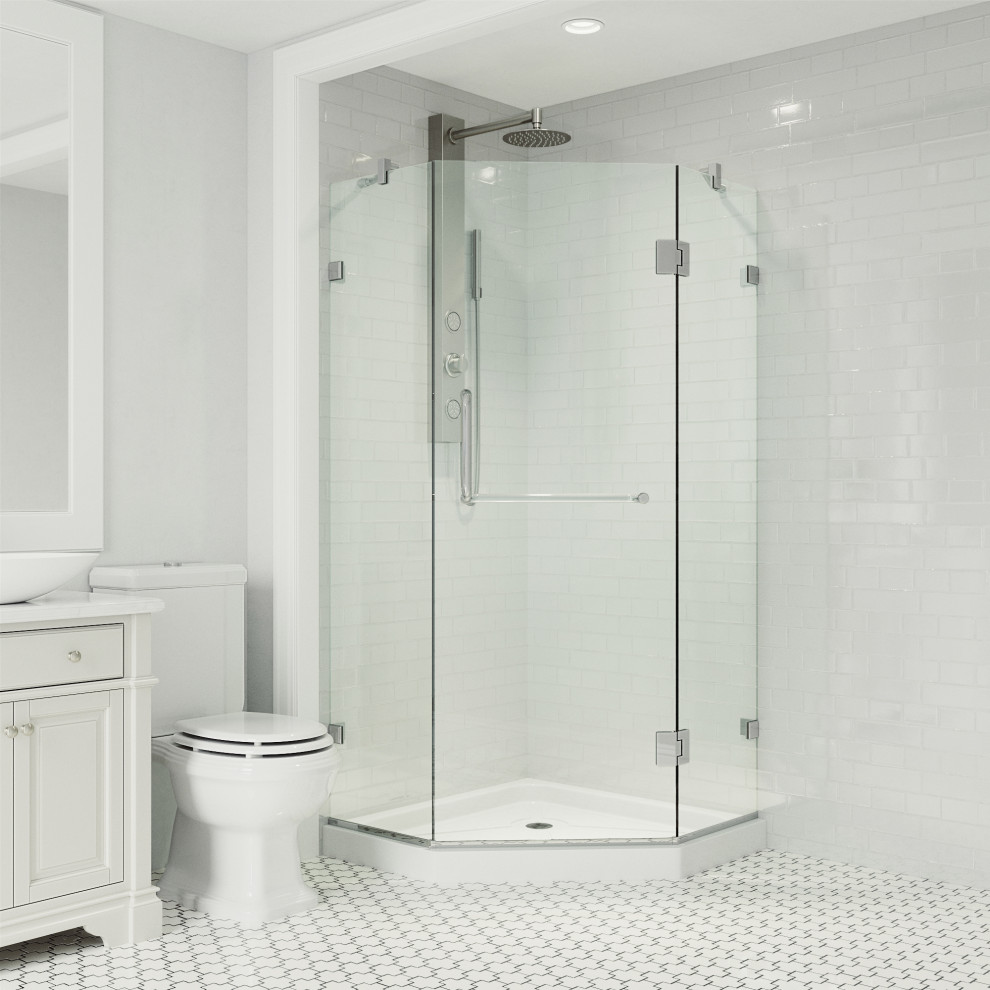 VIGO Piedmont Frameless NeoAngle Shower Enclosure With LowProfile