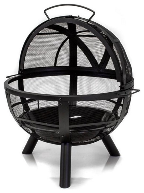 Afuera Living Transitional 30 inch Fireball Outdoor Fireplace in Black