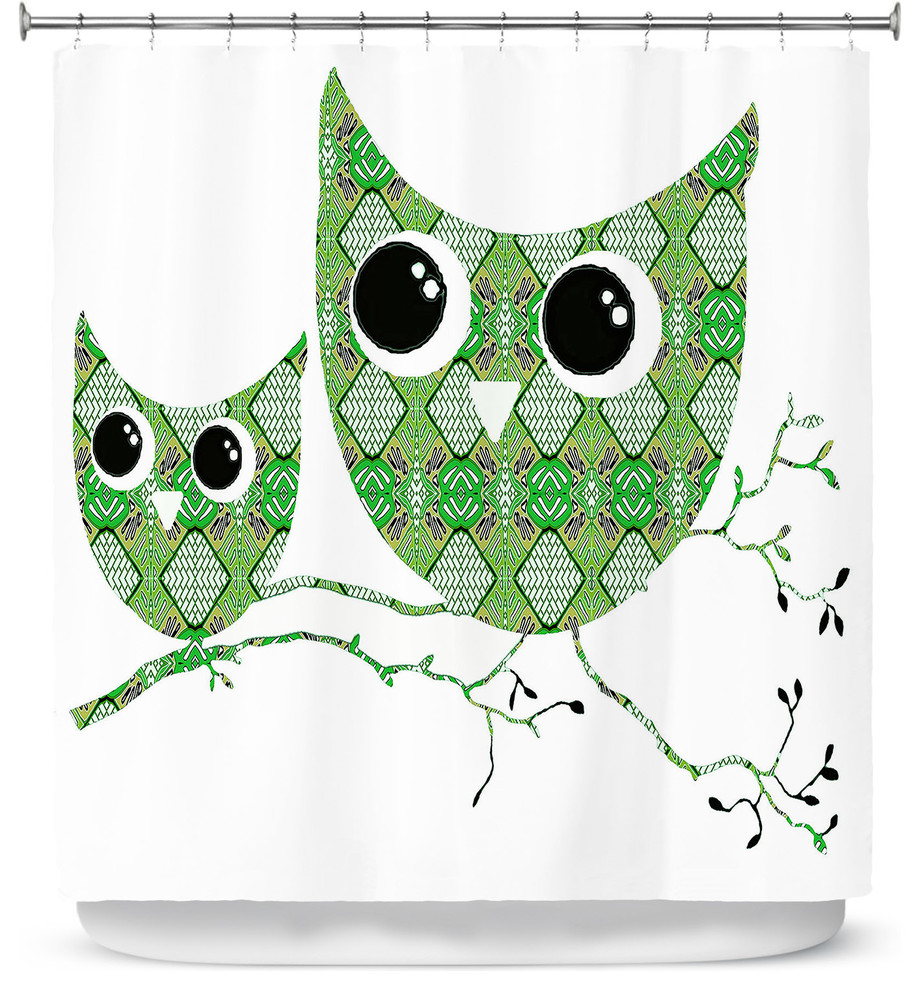 Owl Argyle Green Shower Curtain