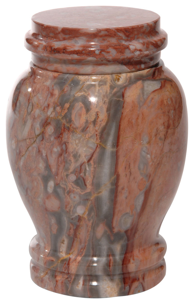 Marble Cremation Urn With Lid, Pink