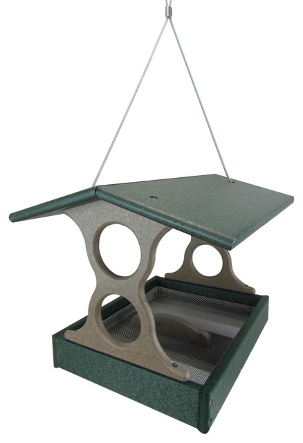 Jcs Wildlife Medium Green Tan Poly Fly Thru Bird Feeder W