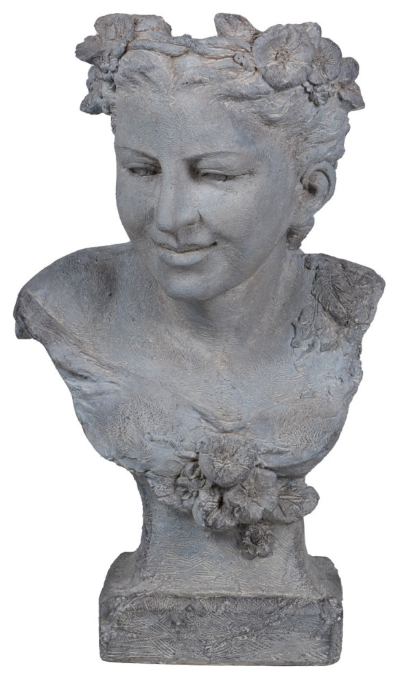 Serene Garden Goddess Planter or Plant Stand, Gray Traditional