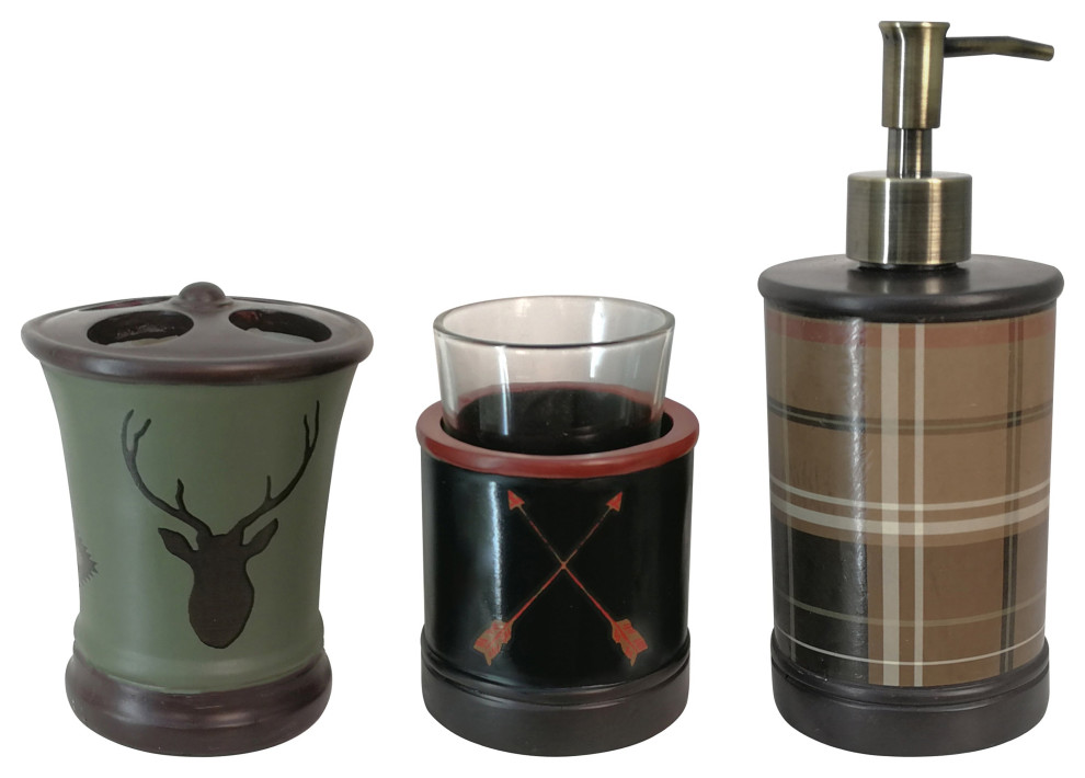 Aztec Bear Bathroom Sets, 5Piece Rustic Bathroom Accessory Sets