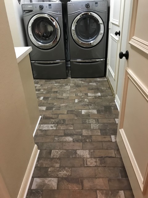 Brick Paver Tile Laundry Room Installation Traditional
