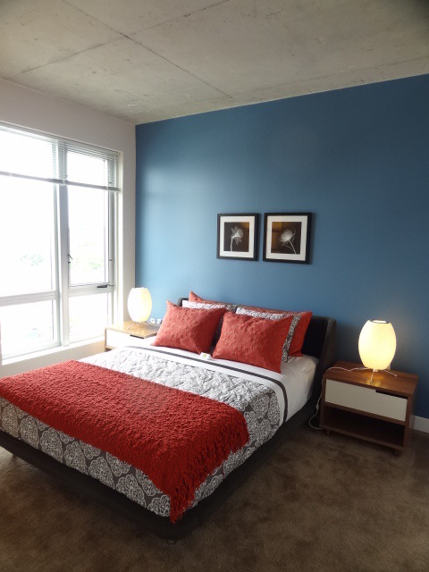 Photo of a contemporary bedroom in Baltimore.
