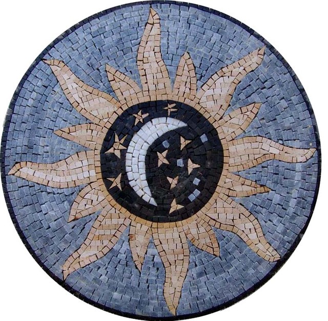 Sun Moon Mosaic Medallion Akmar Mediterranean Mosaic Tile by