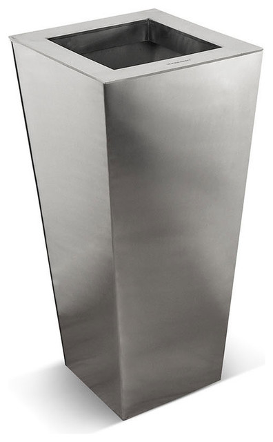 Satino Classic Tapered Stainless Steel Satin Vase, 28"