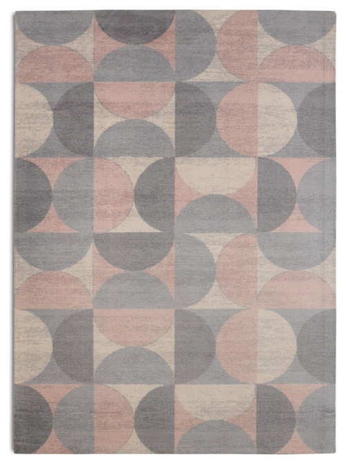 Gray Crescent Moon Mid-Century Modern Geometric Area Rug, 5'x7'