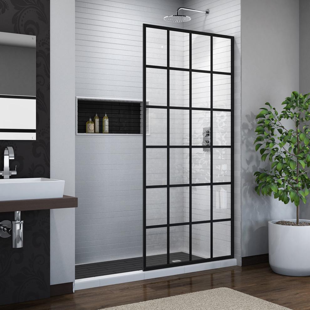 Dreamline French Linea Toulonframeless Shower Door 34In.X72 Indesign.Satin Black Contemporary
