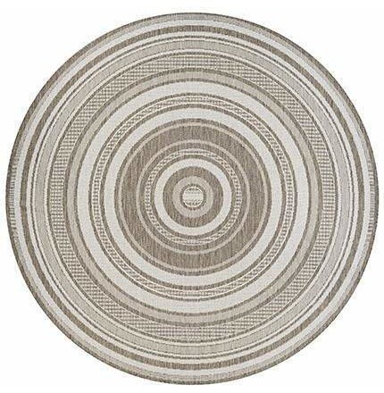 Recife Gazebo Stripe Taupe Round Outdoor Rugs Contemporary Stripe Taupe Round Outdoor Rugs