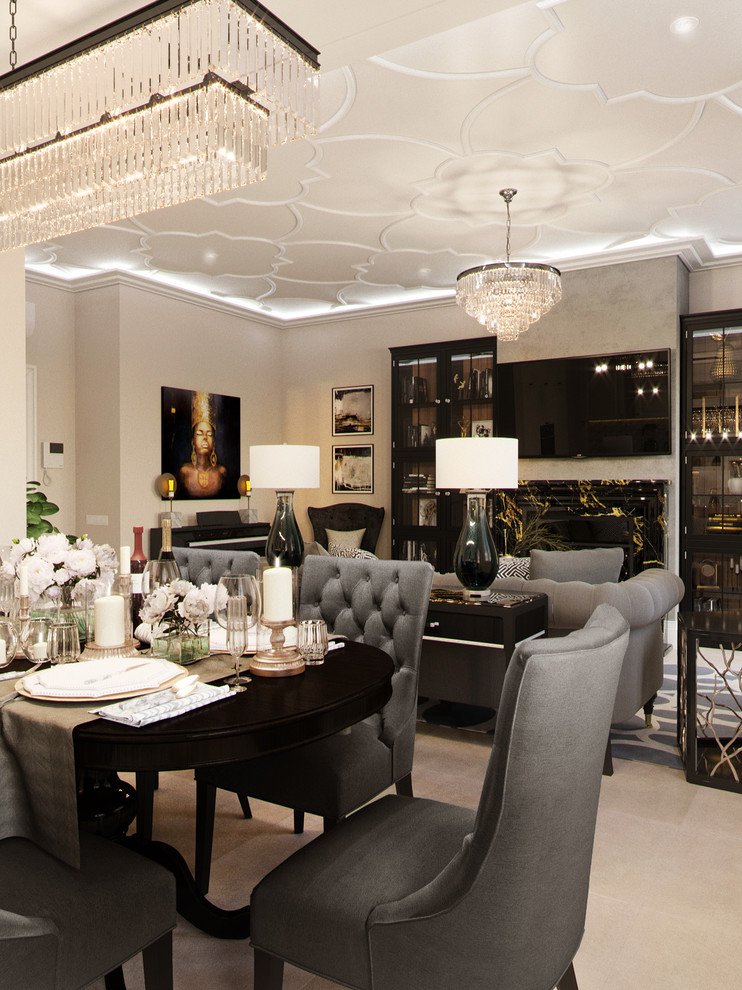 Гостиная-кухня в современной классике