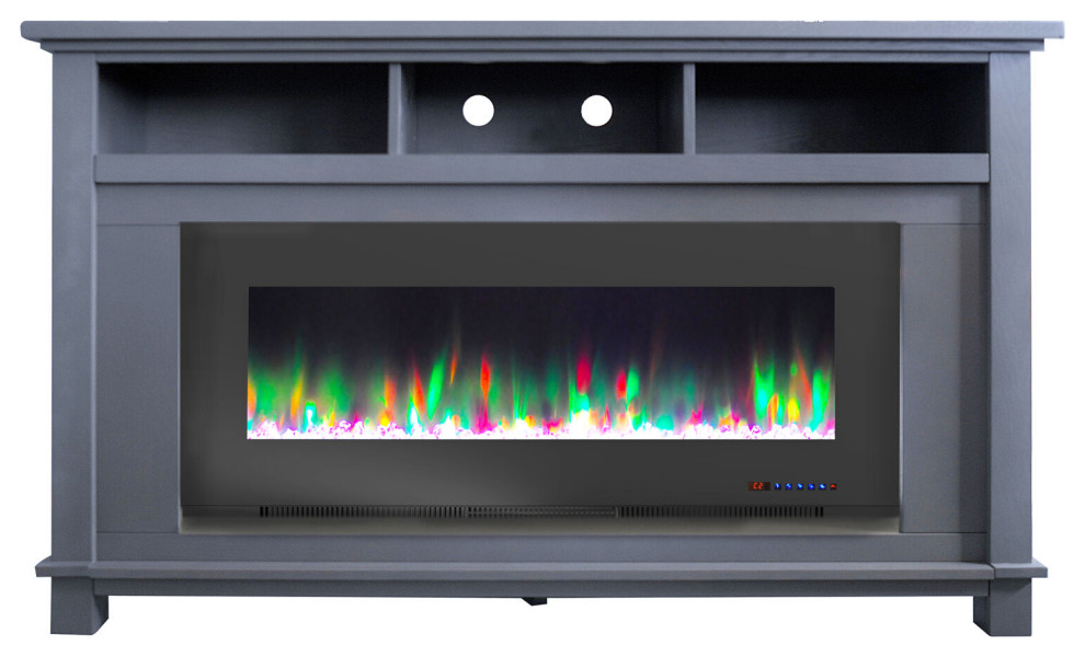 Winchester Electric Fireplace TV Stand With Driftwood Log Display