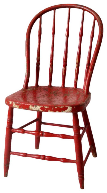 Consigned, Antique Red Spindle Back Chair