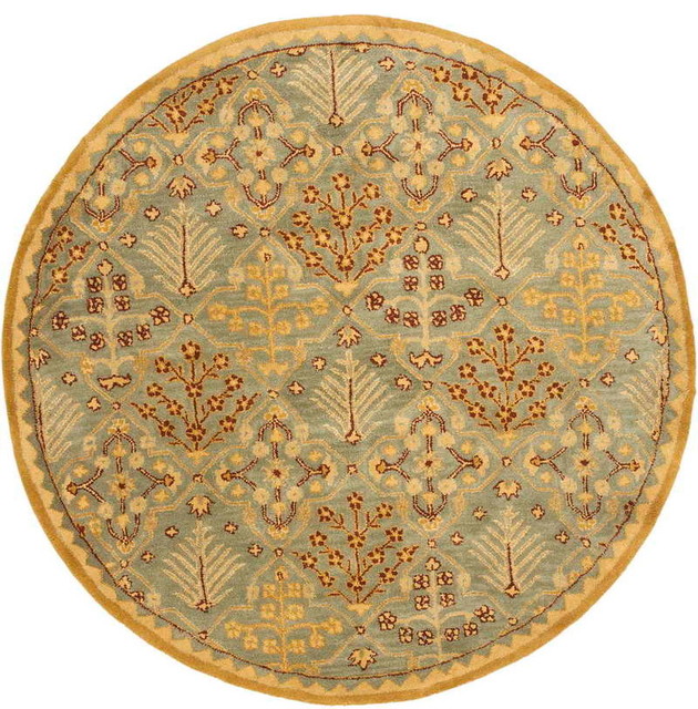 Antiquities Rug, Light Blue/Gold, 6' x 6' Round Traditional Area