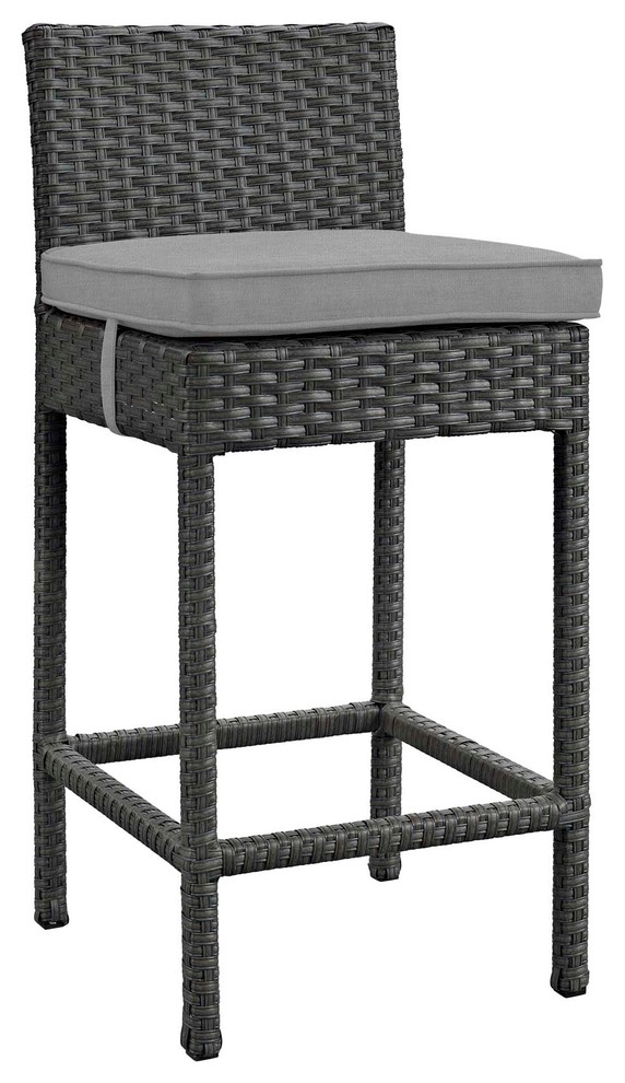 Modern Outdoor Bar Stool, Sunbrella Rattan Wicker Tropical Outdoor