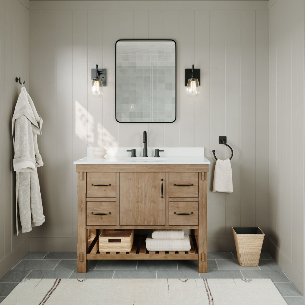 Bosque Bath Vanity, Weathered Fir, 42", Single Sink, Undermount, Freestanding