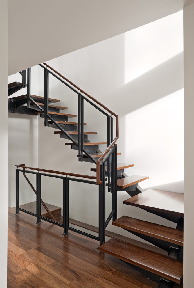 This is an example of an industrial u-shaped staircase in San Francisco.