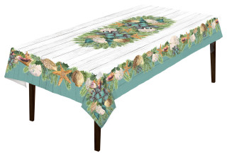 Christmas By The Sea Table Cloth, 70"x144" - Beach Style - Tablecloths 