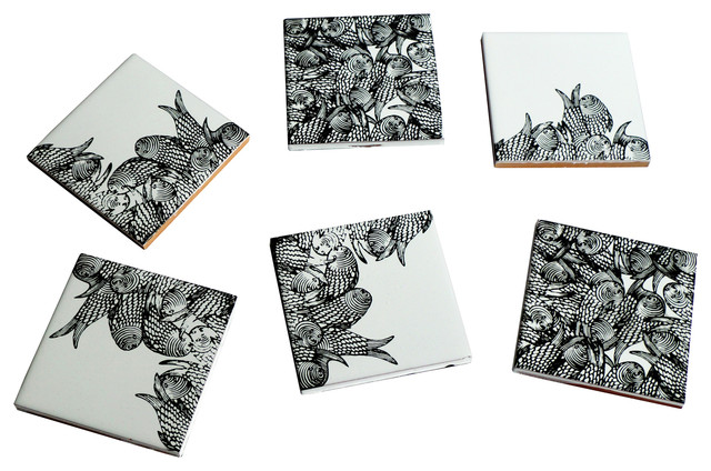 Fish Ceramic Coasters, Set of 6