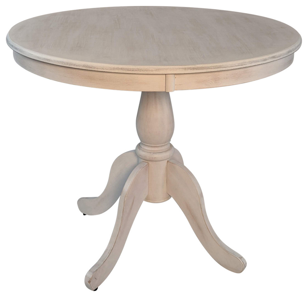 Fairview 36" Round Pedestal Dining Table, Whitewash - Traditional ...